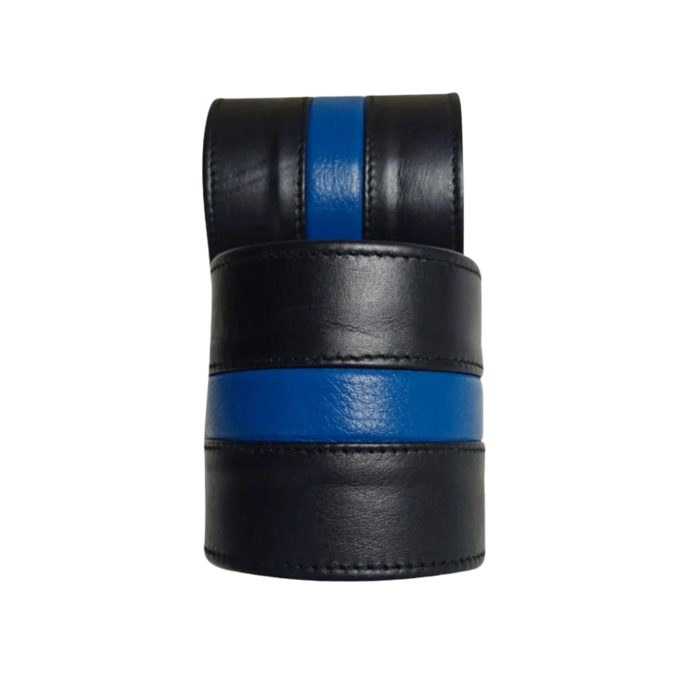 BDSM Leather Handcuffs β Black & Blue Bondage Restraints for Master Slave Play