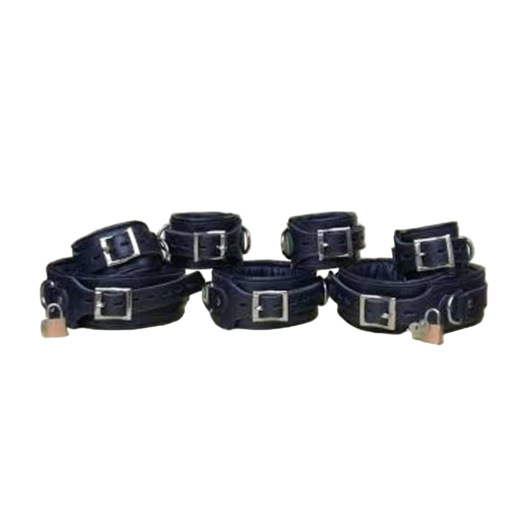 7-Piece Real Leather Padded Bondage Set – Heavy Duty with Free Padlocks