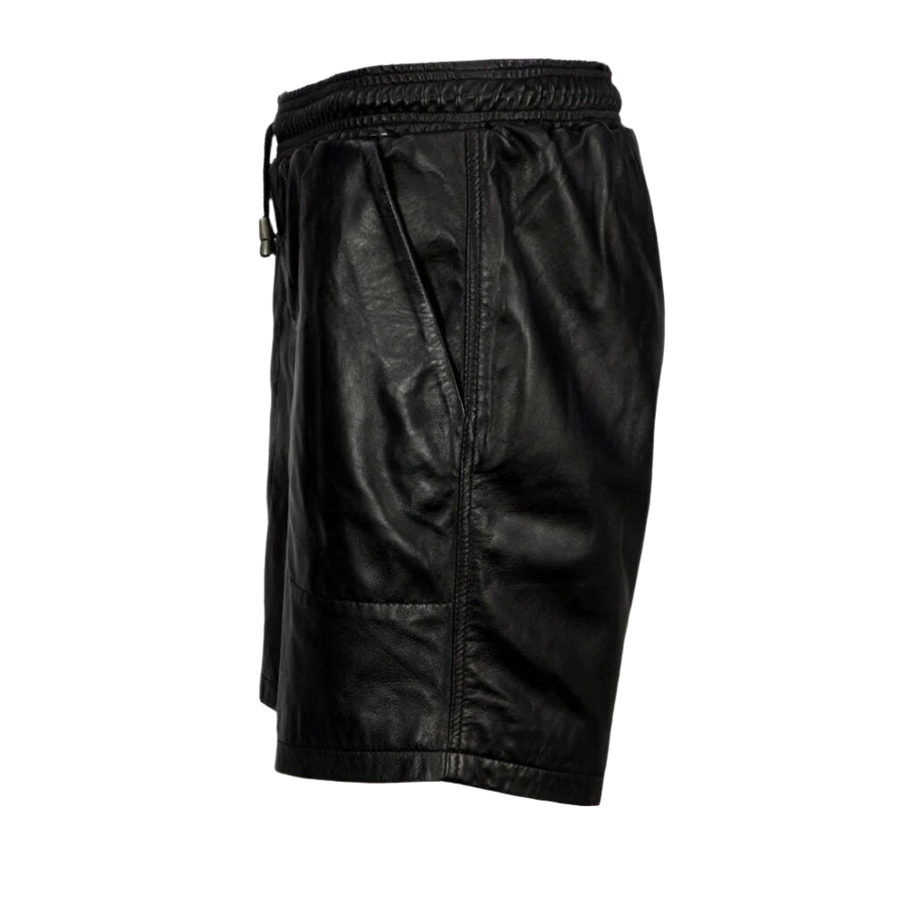 Men’s Lamb Leather Relax Fit Shorts with Drawstring