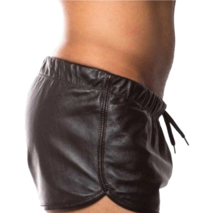 Men’s Lamb Leather Gym Shorts – Drawstring Sportswear
