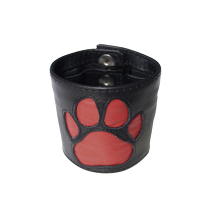 BDSM Leather Handcuffs – Colorful Bondage Cuffs with PAW Logo & 4-Button Closure