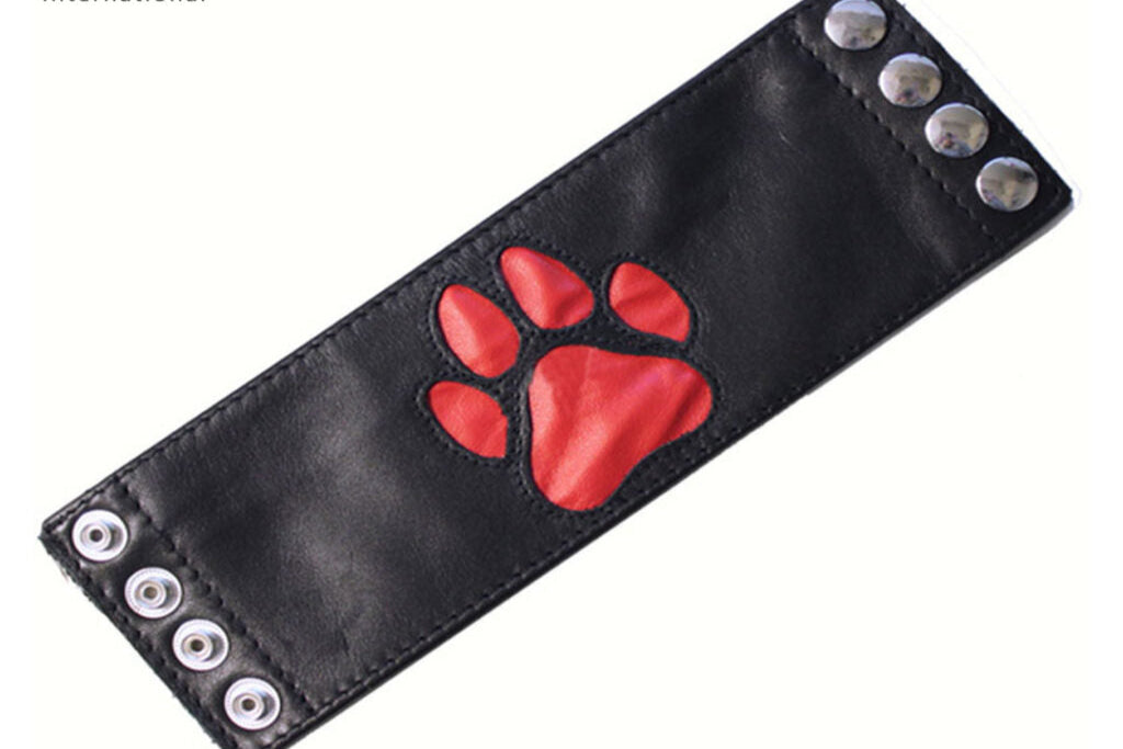 BDSM Leather Handcuffs – Colorful Bondage Cuffs with PAW Logo & 4-Button Closure