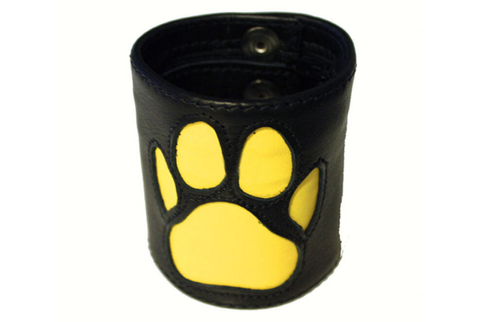 BDSM Leather Handcuffs – Colorful Bondage Cuffs with PAW Logo & 4-Button Closure