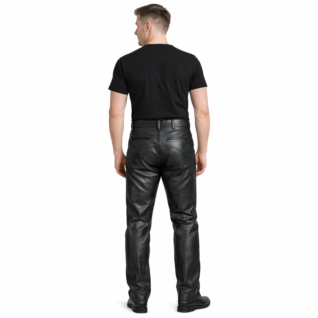 Men's Leather BLUF Pants with Exposed Zips & Saddle Seat