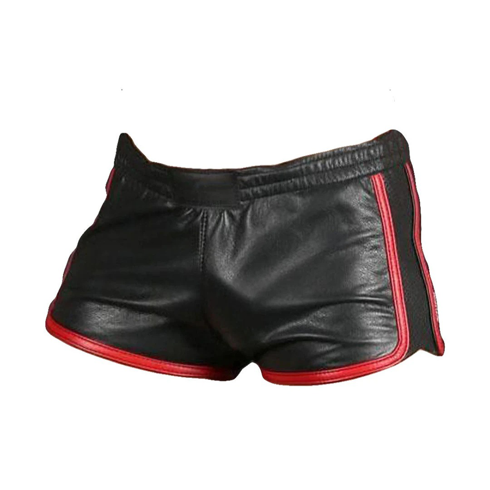 Men’s Lamb Leather Gym Shorts – 5 Color Piping Options