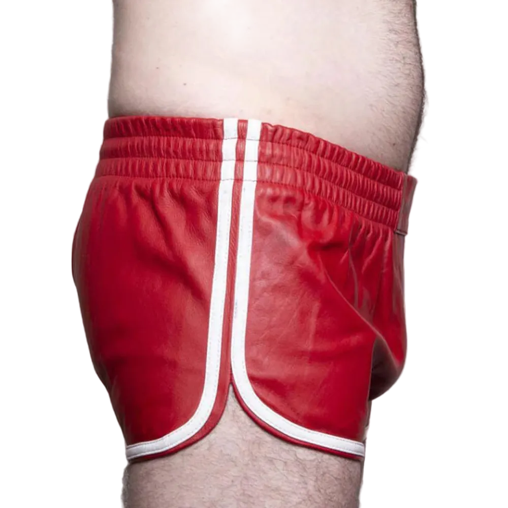 Men’s Red Lamb Leather Gym & Club Shorts