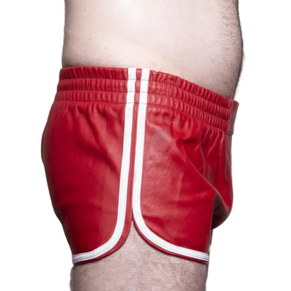 Men’s Red Lamb Leather Gym & Club Shorts