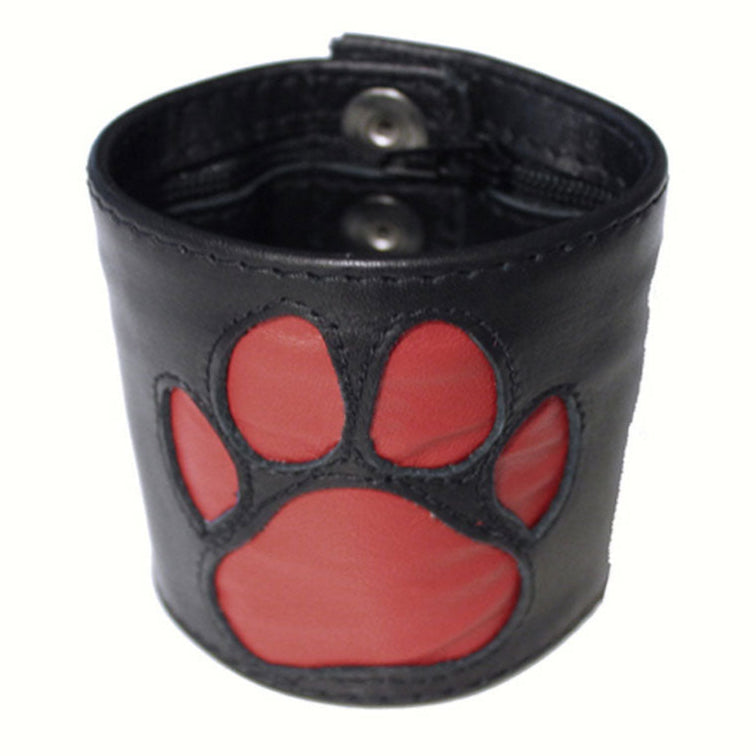 BDSM Leather Handcuffs – Colorful Bondage Cuffs with PAW Logo & 4-Button Closure