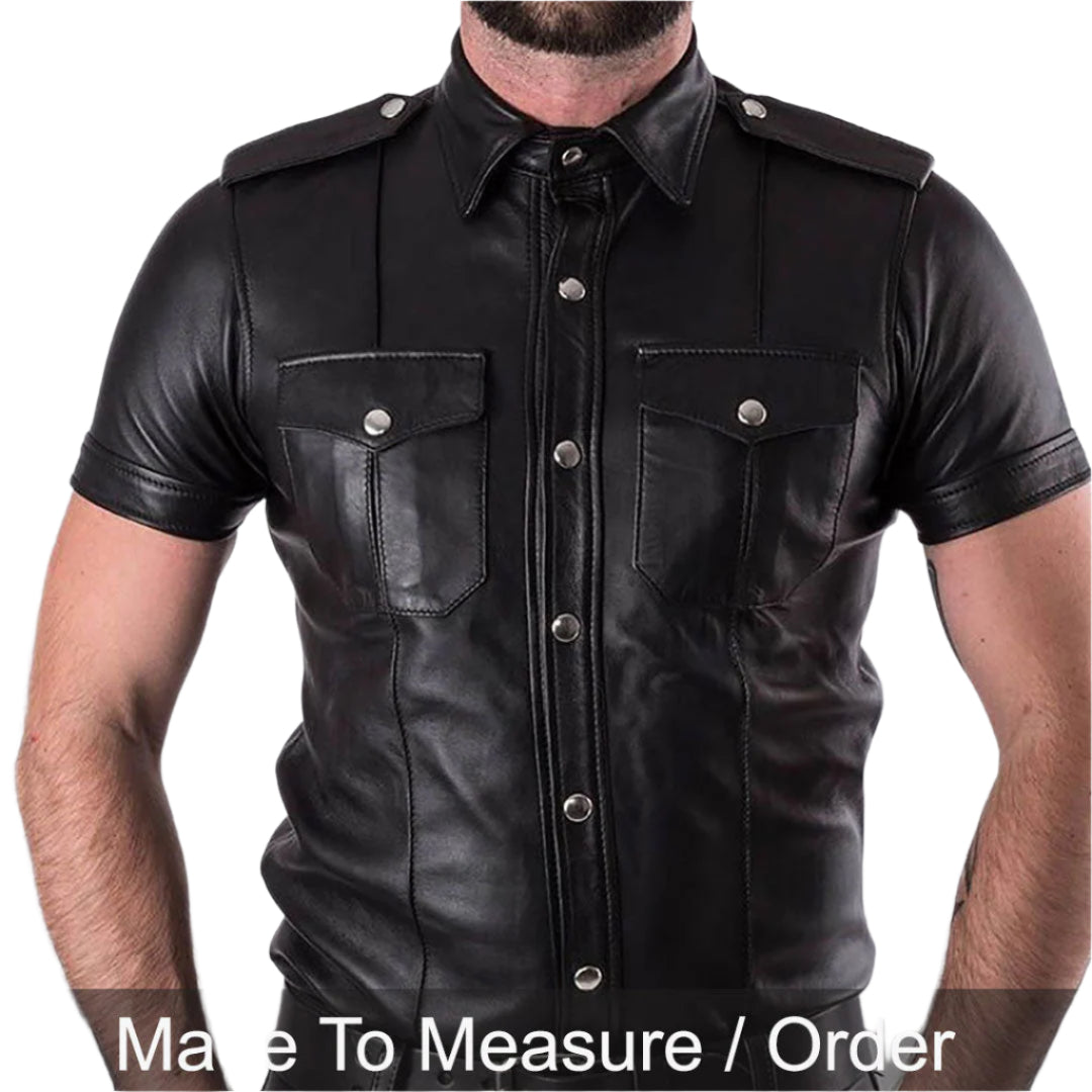 Men’s BLUF Police Custom Set – Real Leather Jacket, Pants, Shirt & Accessories