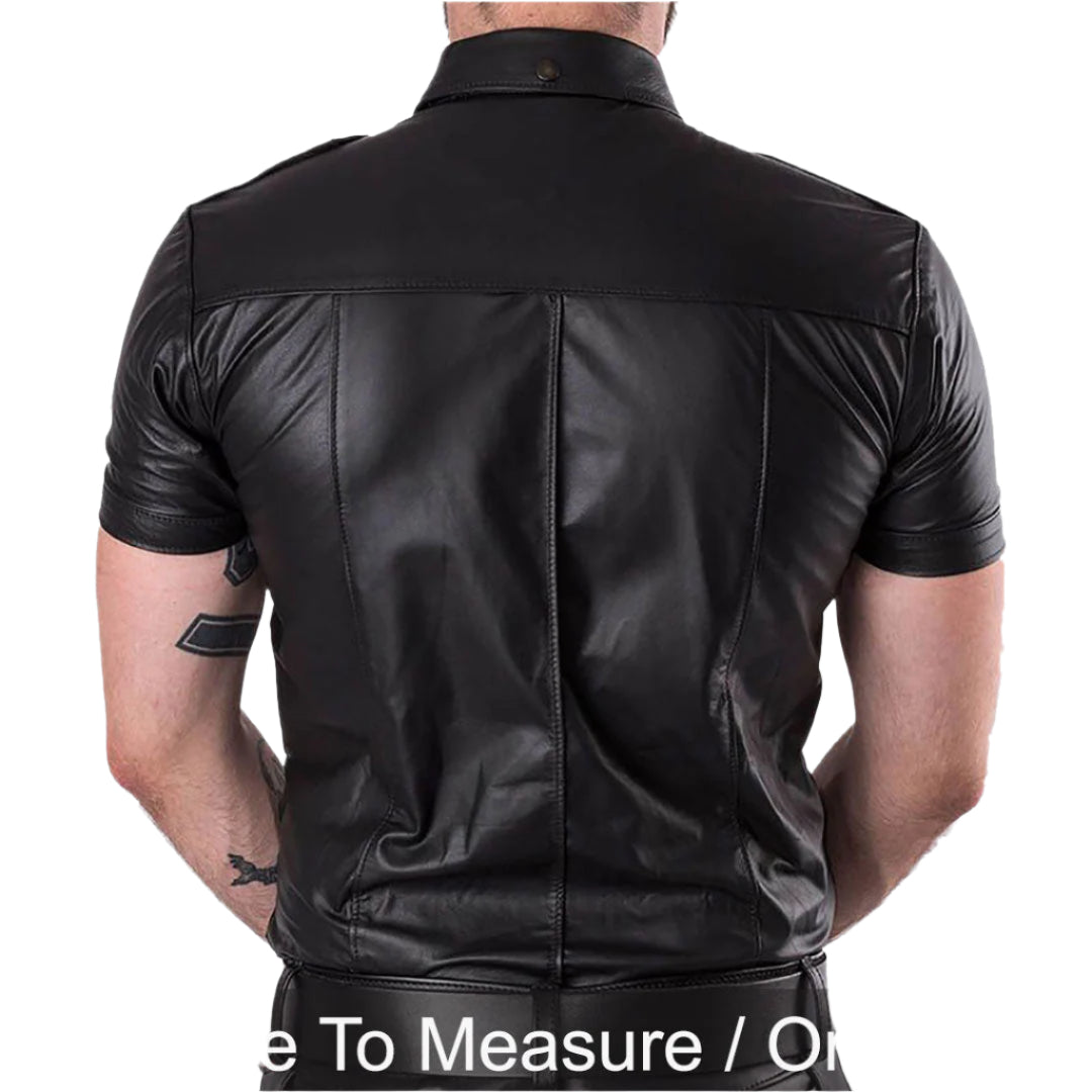 Men’s BLUF Police Custom Set – Real Leather Jacket, Pants, Shirt & Accessories
