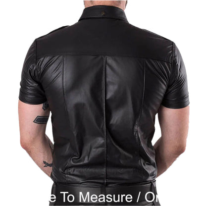 Men’s BLUF Police Custom Set – Real Leather Jacket, Pants, Shirt & Accessories