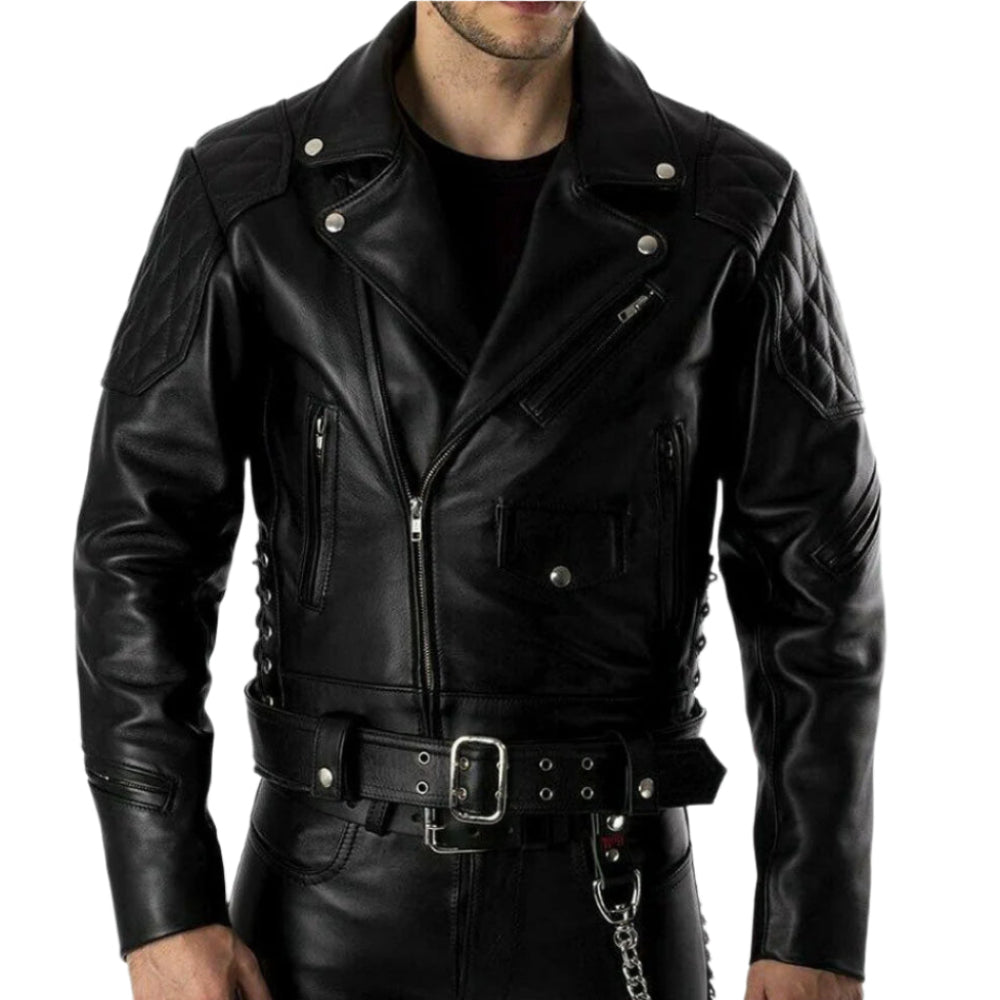 Men’s BLUF Police Custom Set – Real Leather Jacket, Pants, Shirt & Accessories
