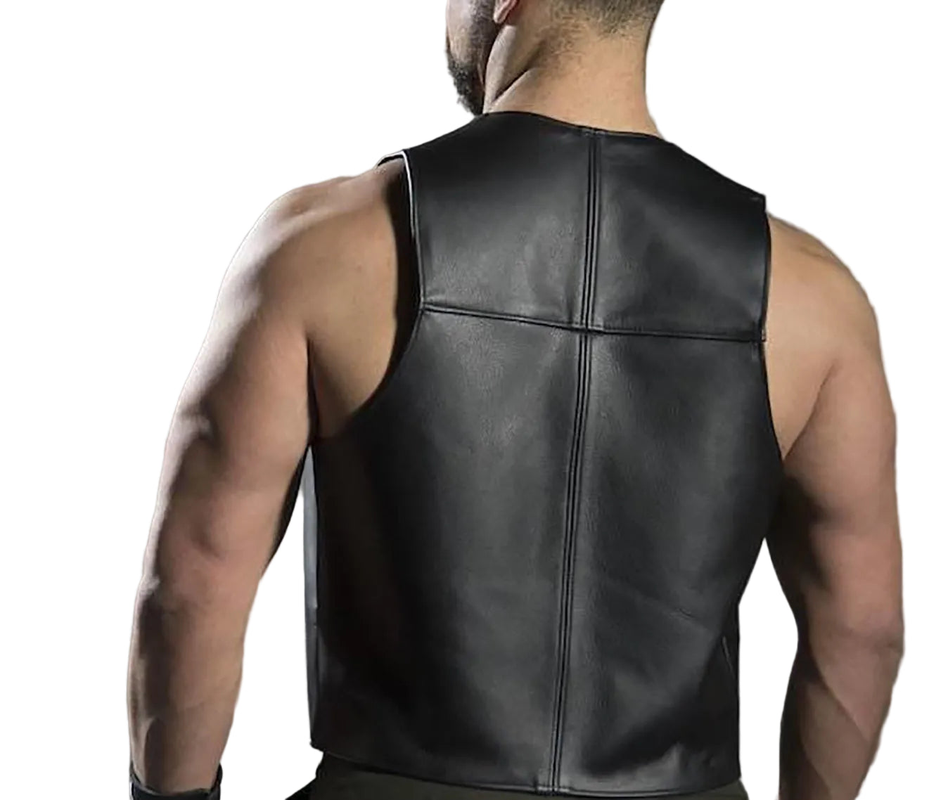 Men’s Real Leather Bartender Vest – Front Open Straight Cut Leather Vest