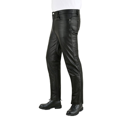 Men's Crocodile Print Cowhide Leather Biker Pants – 5 Pocket Style