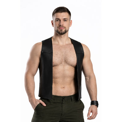Men’s Real Leather Bartender Vest – Front Open Straight Cut Leather Vest